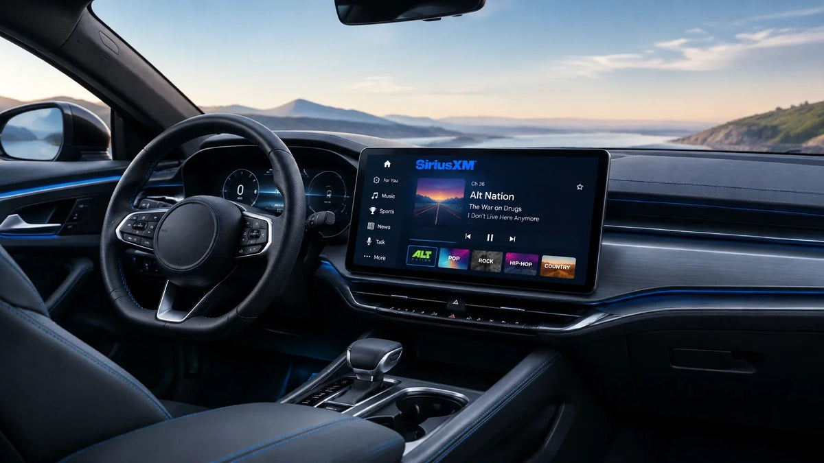 2026-2027 Honda Prelude factory touchscreen showing SiriusXM integration.