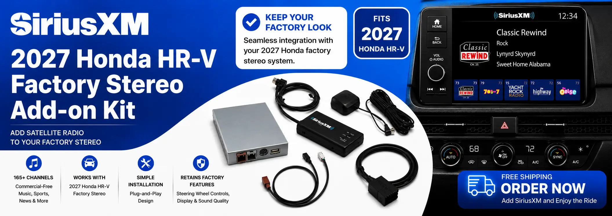 2027 Honda HR-V SiriusXM Radio Factory Stereo Add on Kit