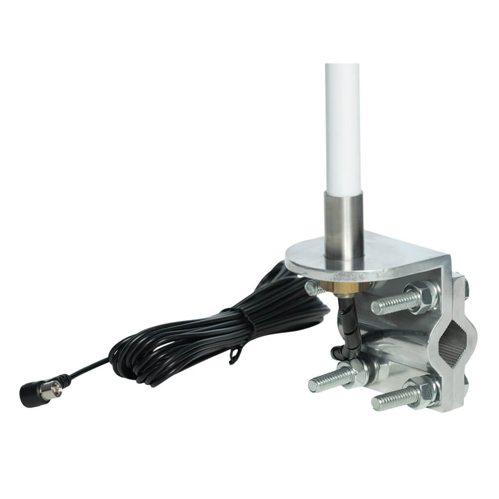 White satellite radio long haul 18 wheeler truck antenna base