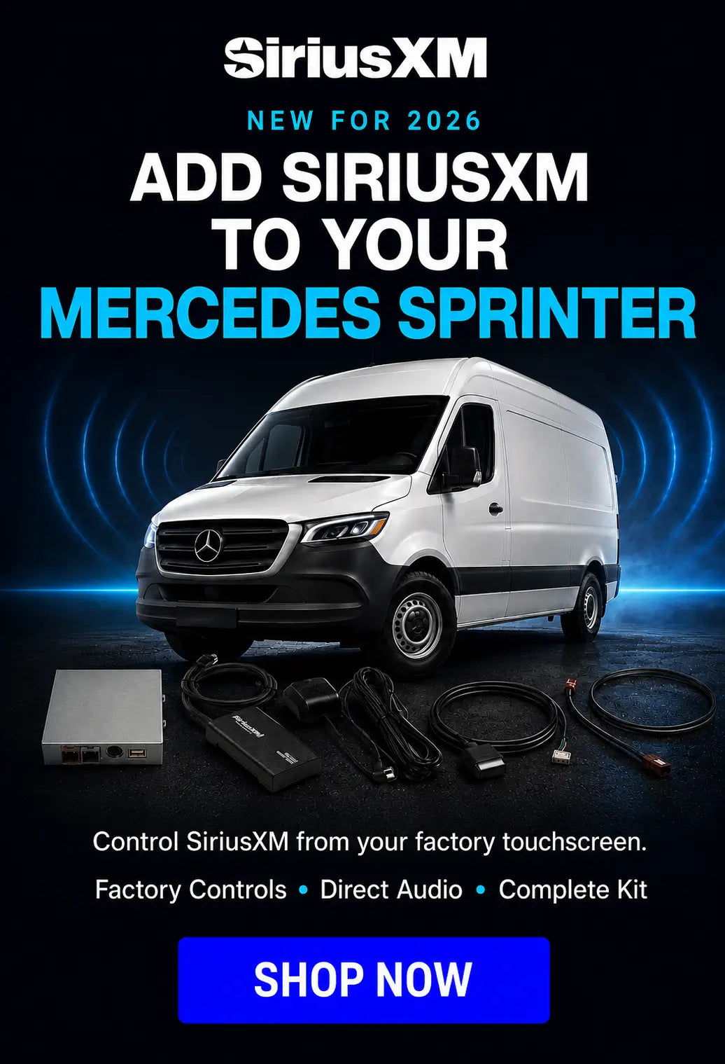 2026 Mercedes Sprinter Van SiriusXM Satellite Radio Factory stereo add on kit