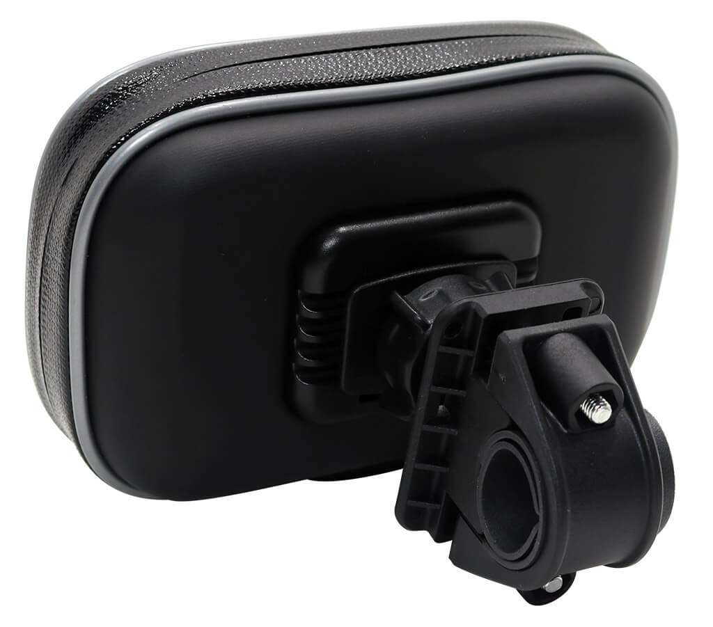Back of the protective case showing how the handle bar mount attaches