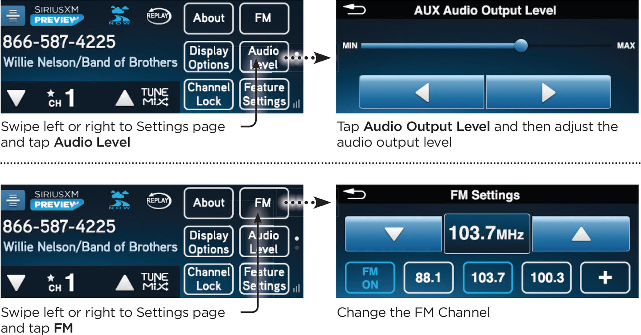 SiriusXM Radio CommanderTouch displays