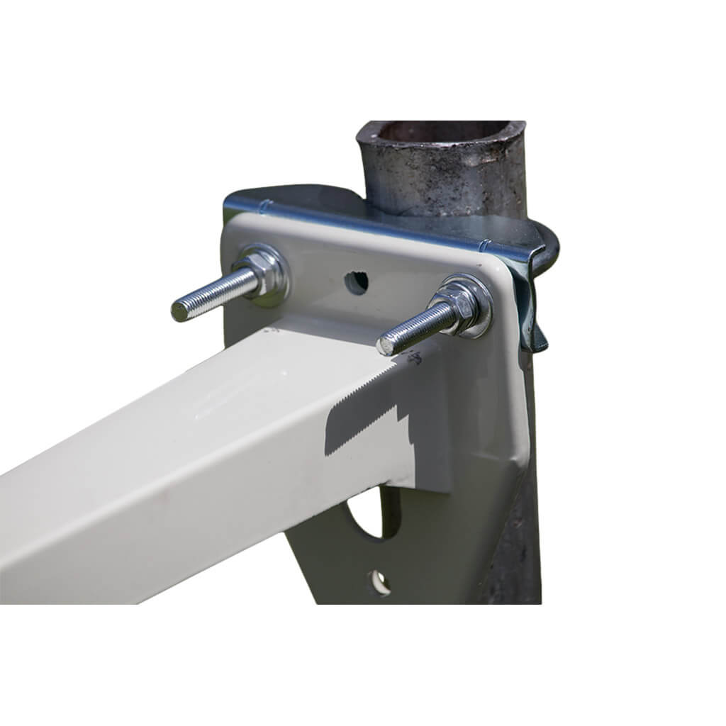 Pole mount securely mounts to a standard 3 inch diameter pipe