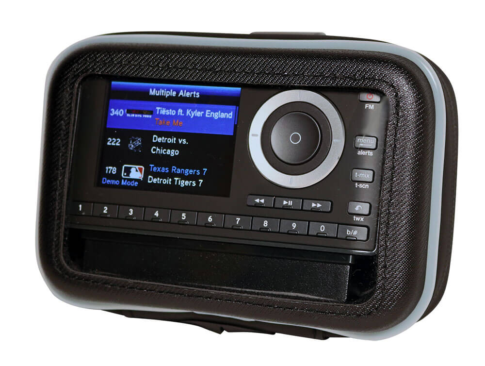 OnyX Plus SiriusXM Radio Dock and Play Receiver inside the protective case
