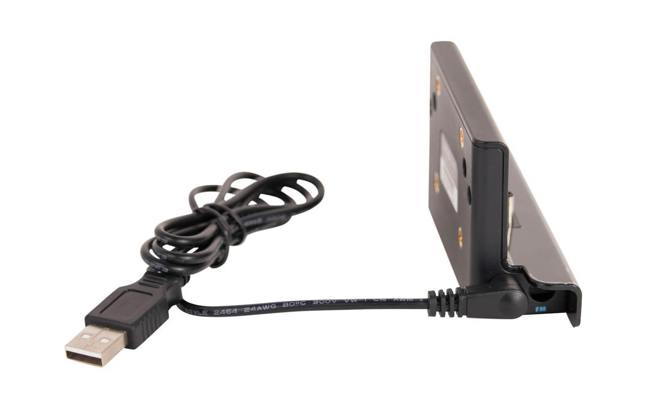 USB cable power cord connected to SiriusXM vehicle cradle