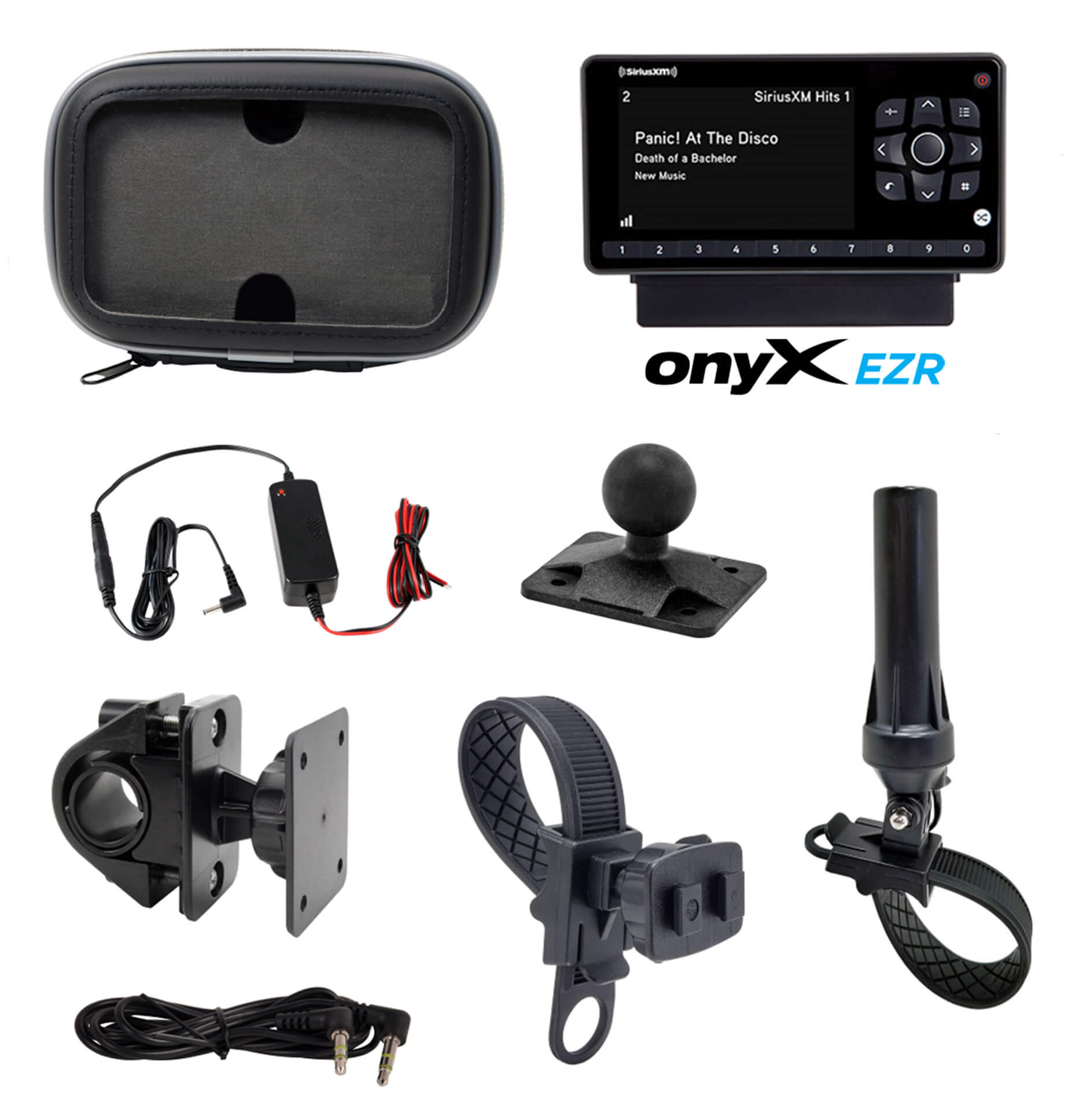 SiriusXM Radio OnyX EZR receiver with motorcycle installation kit