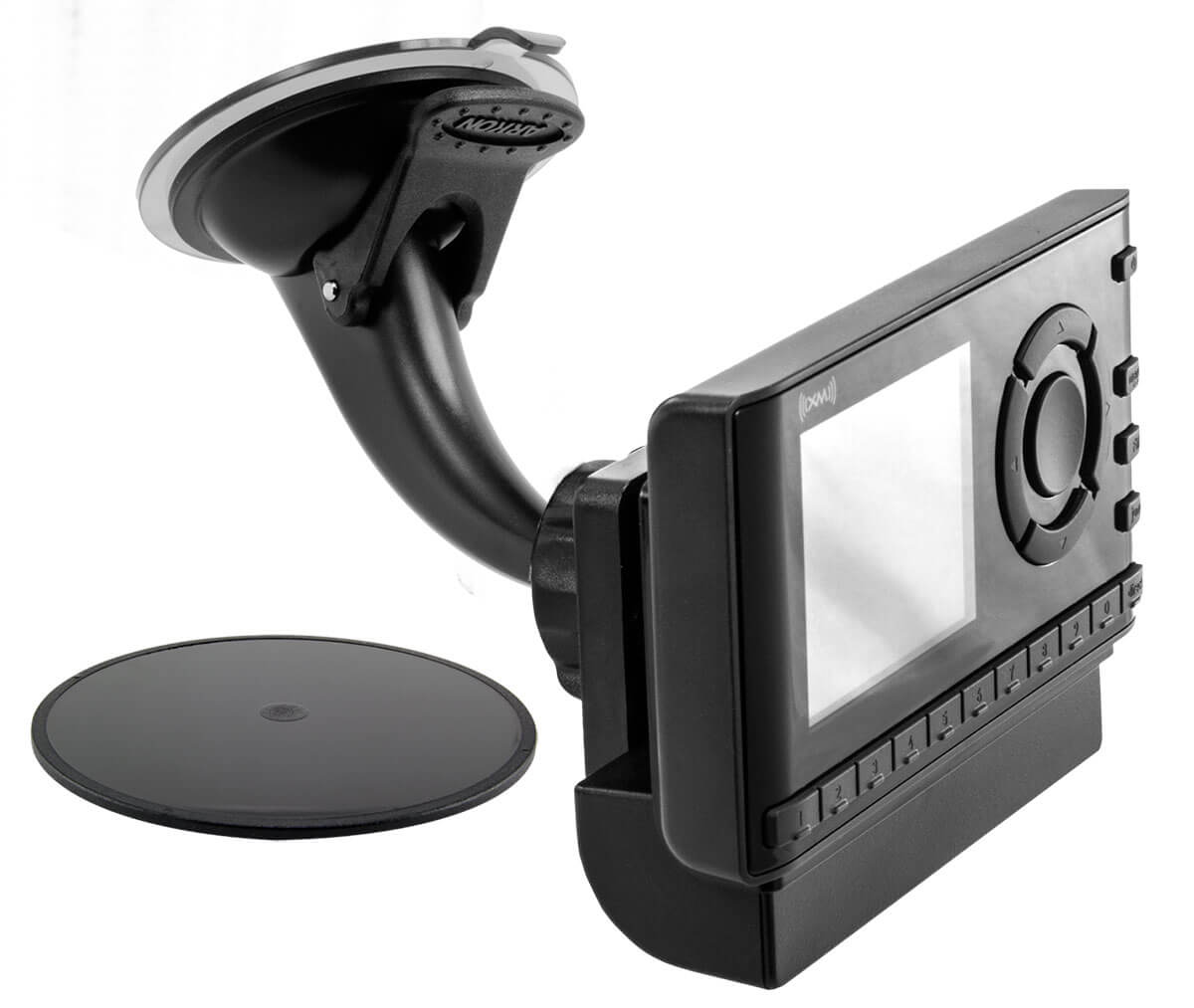 Attach your SiriusXM radio receiver to a secure suction cup mount anywhere in your vehicle