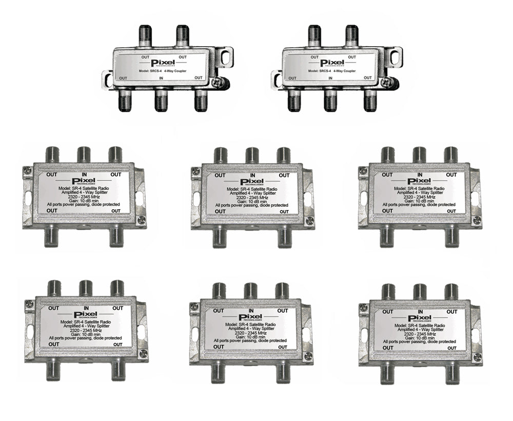 Pixel Technologies 24-way splitter system kit for satellite radio commercial services