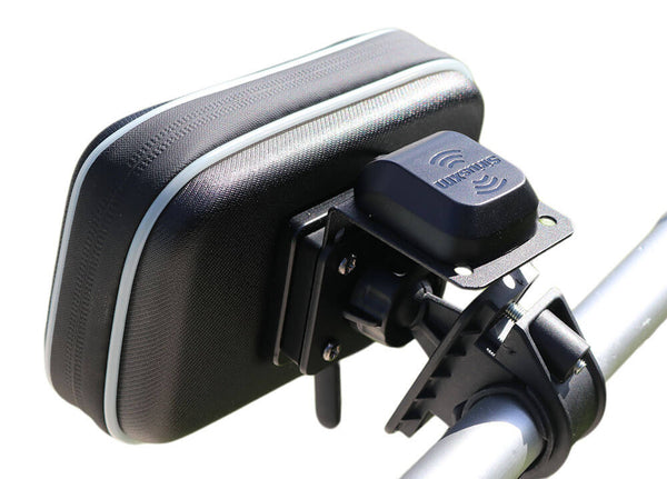 Back of case showing antenna and mount