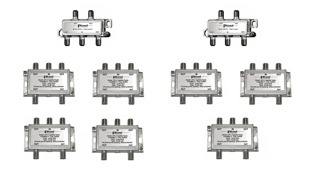 28-Way Splitter System for Satellite Radio Commercial Services