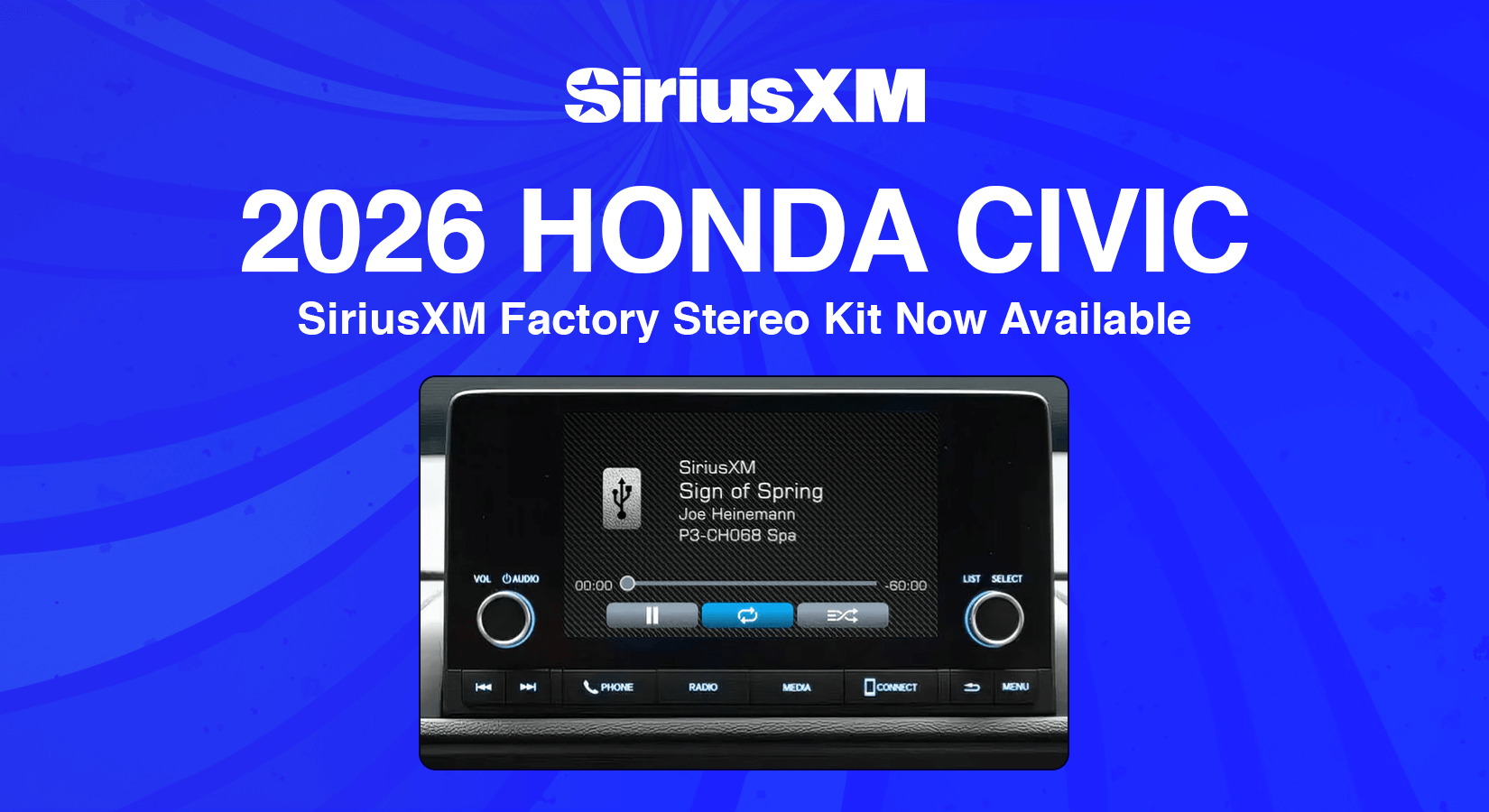 2026 Honda Civic Sirius XM Satellite Radio Kit for Factory Stereos