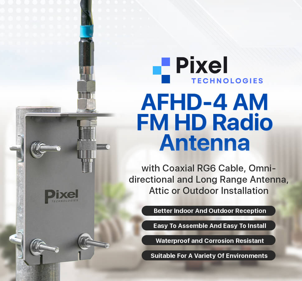 Pixel AFHD-4 Outdoor AM/FM HD Radio Antenna Kit