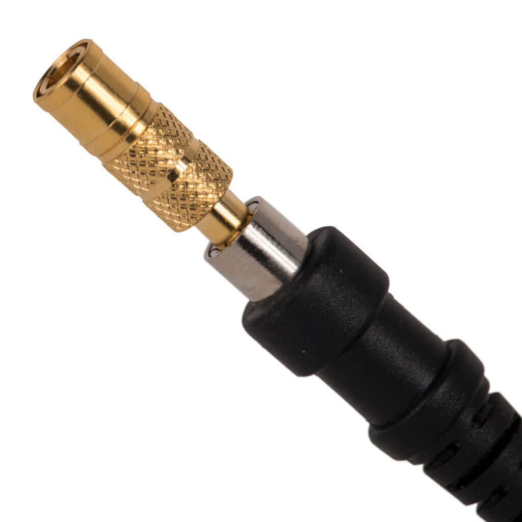 Straight SMB connector shown connected to jack end