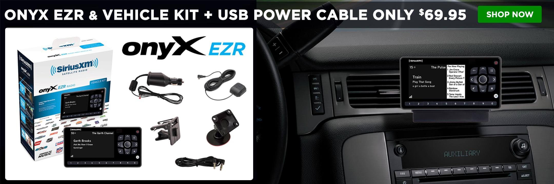 SiriusXM Satellite Radio onyX EZR Receiver with Vehicle Kit with USB Power Cable