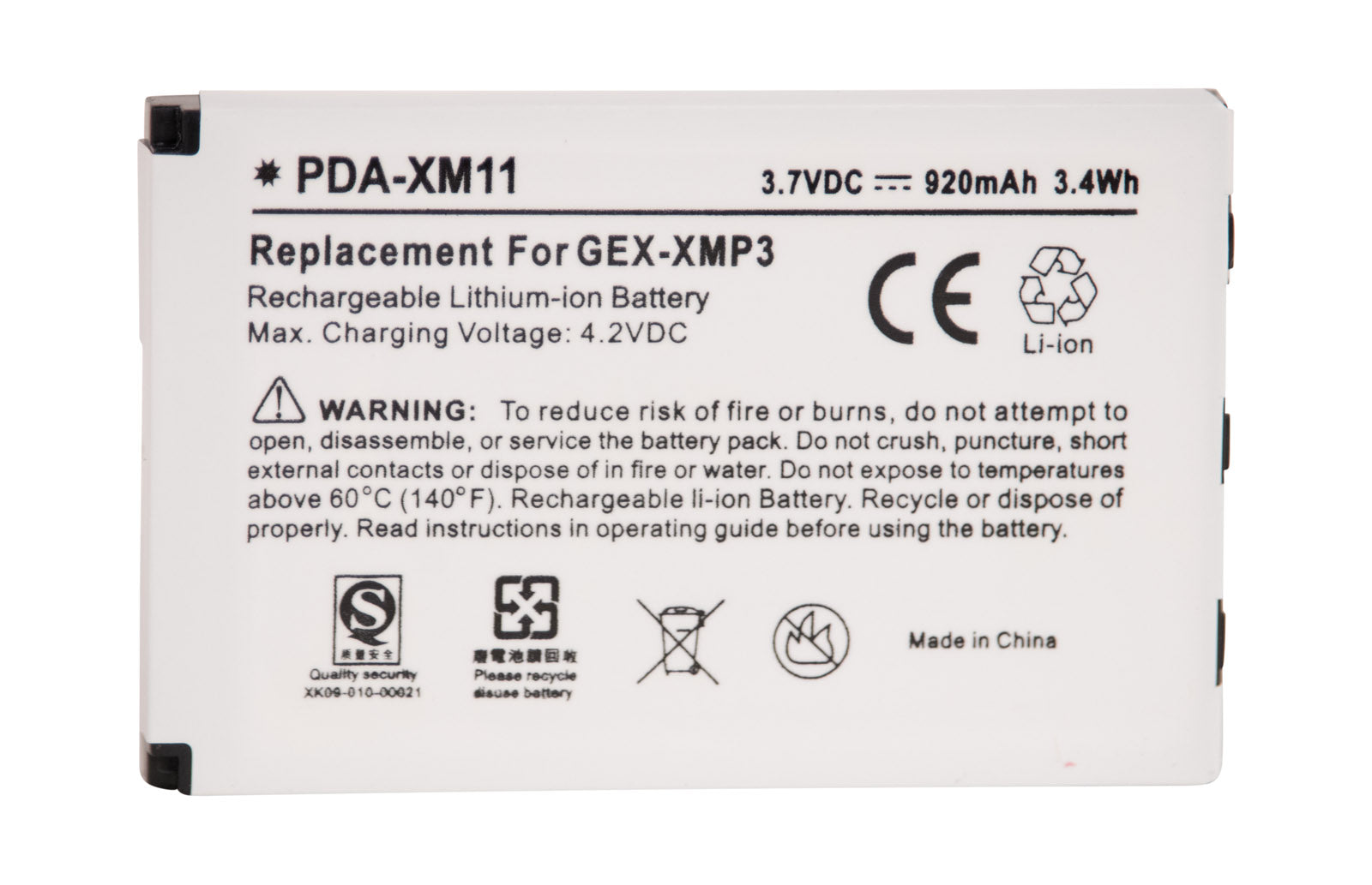 Battery for XMP3i and XMP3 Portable XM Satellite Radio receivers
