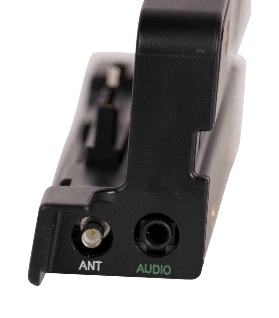 side view of audio and antenna port
