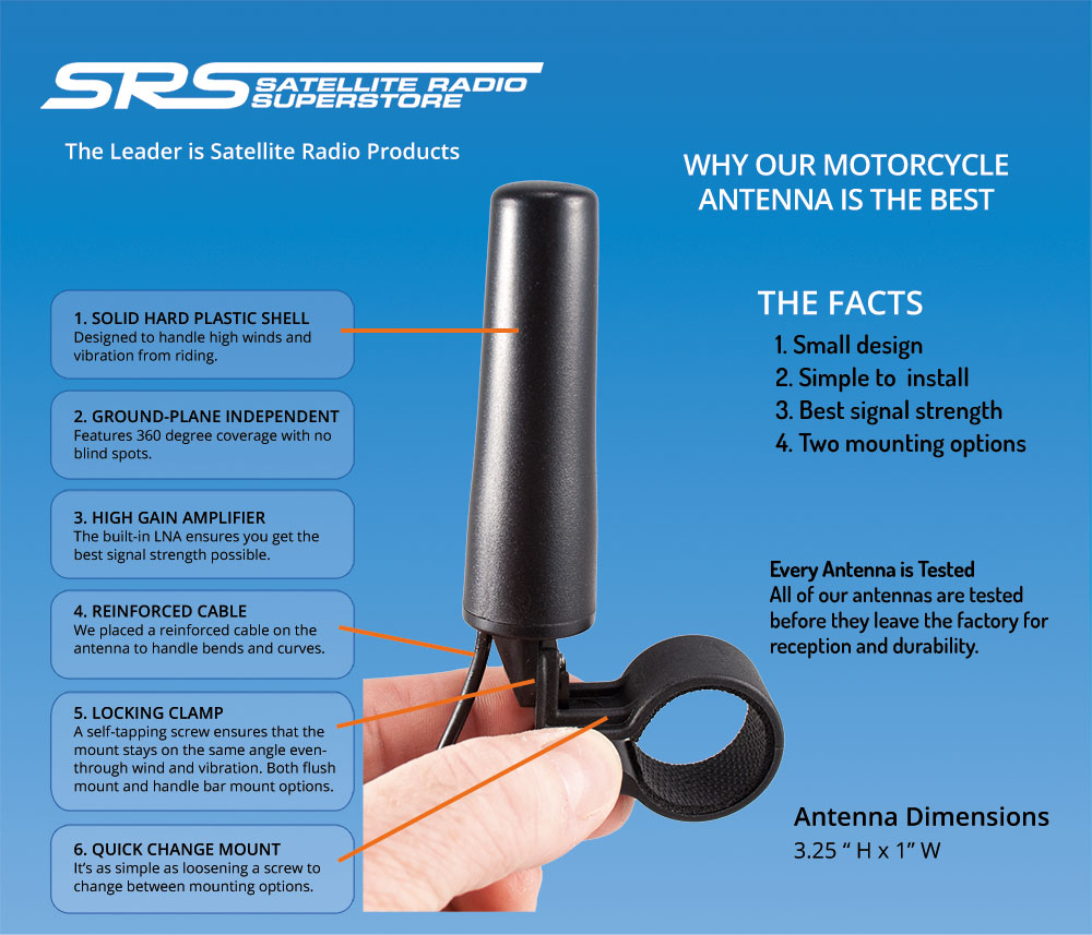 SiriusXM Radio Motorcycle Antenna Information Sheet