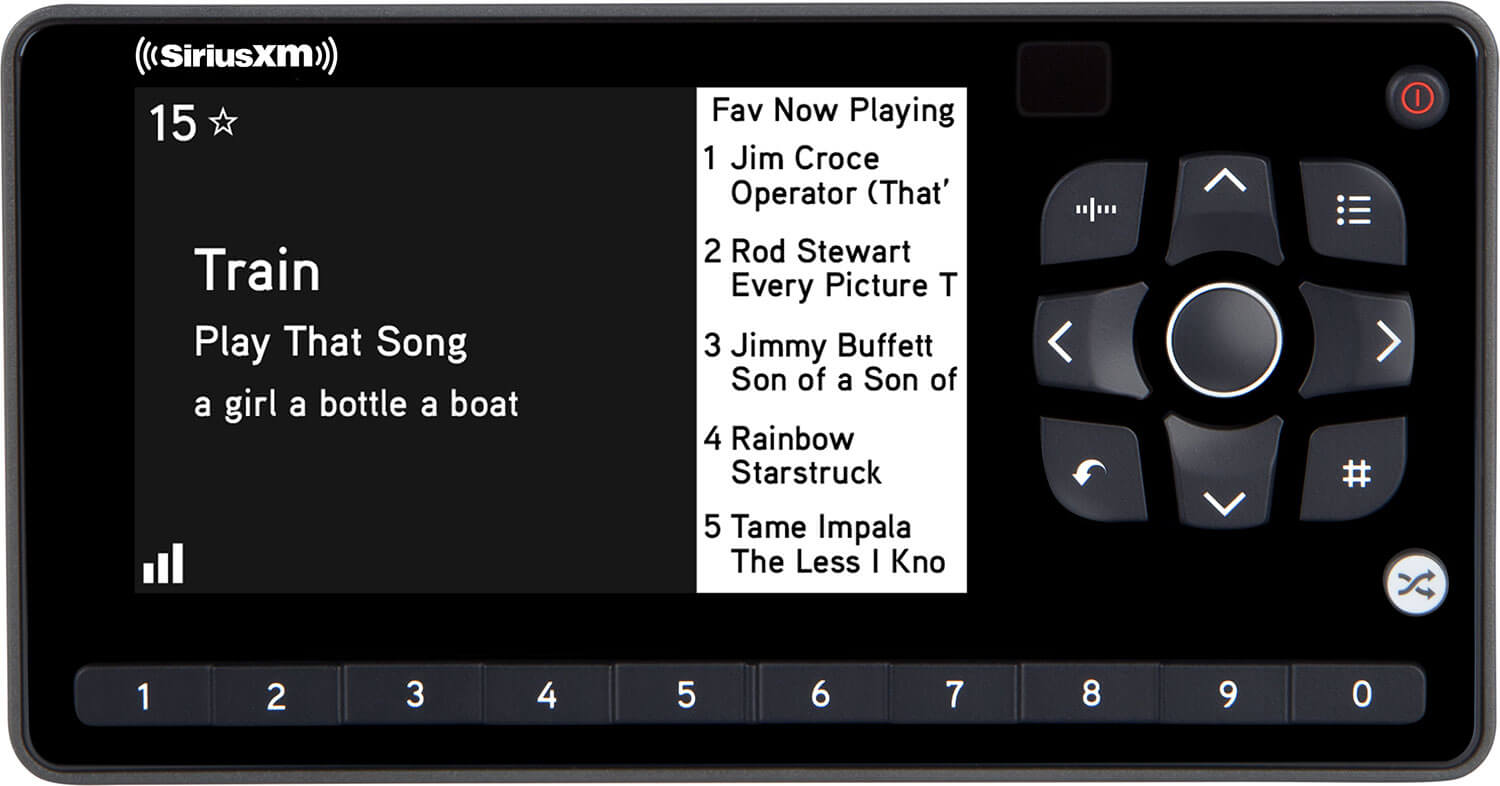 EZR receiver showing categories and menu functions
