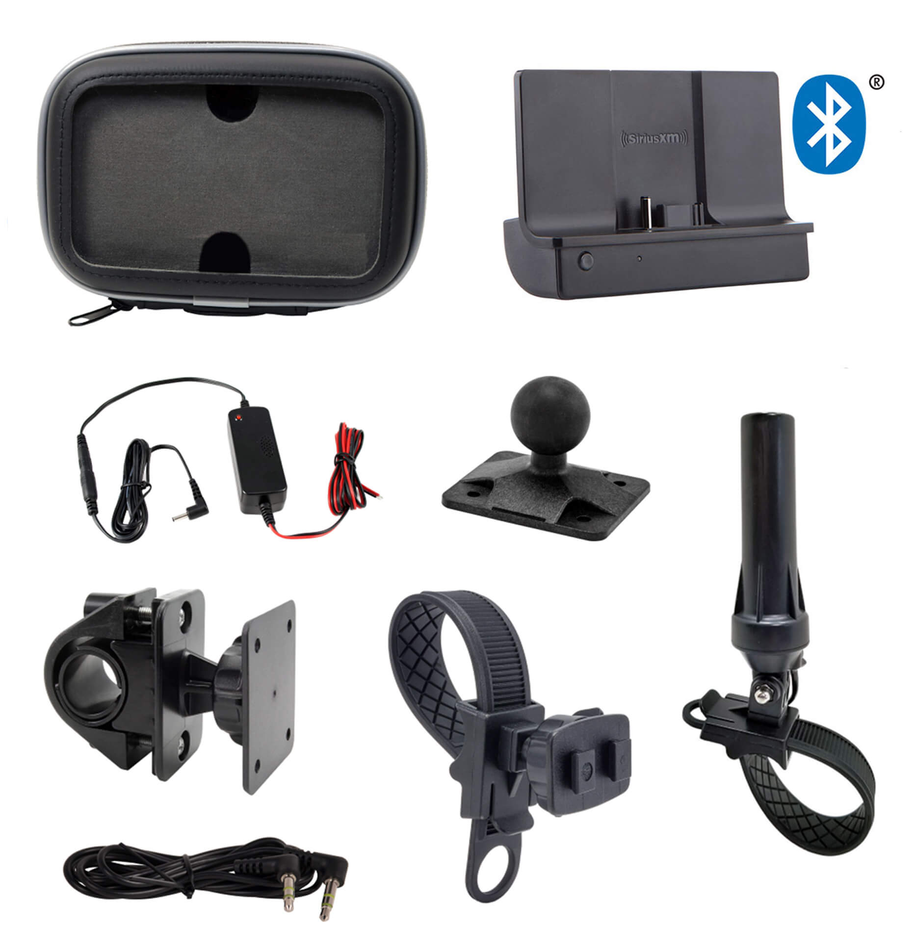 SiriusXM Radio Bluetooth Motorcycle Bundle with All power options