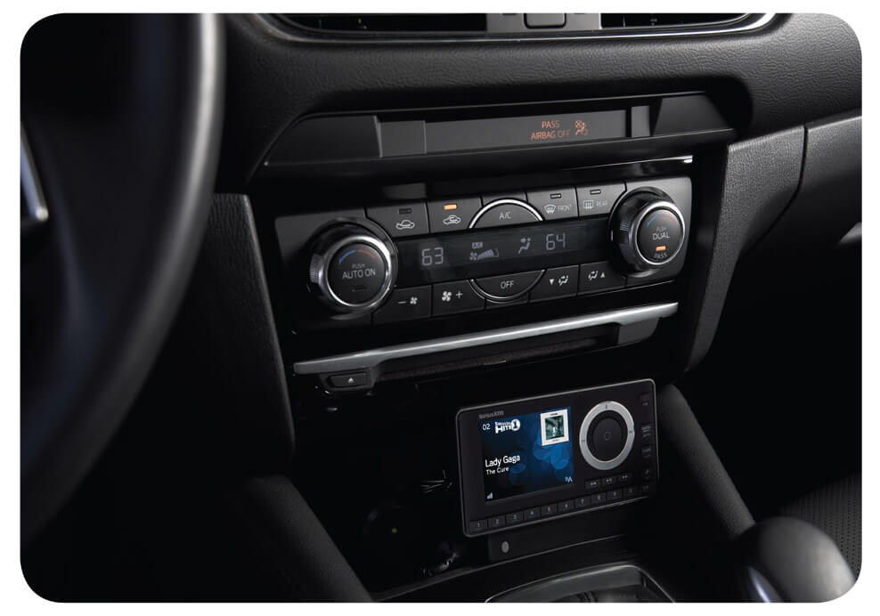 Bluetooth Sirius XM Radio car cradle installed on the dash