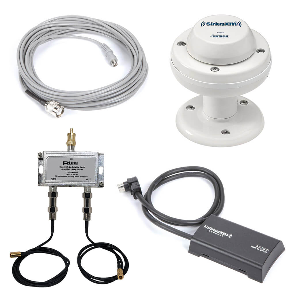 SXV300M1 SiriusXM Satellite Radio Marine Kit with SXV300 Tuner and Marine Antenna with Splitter